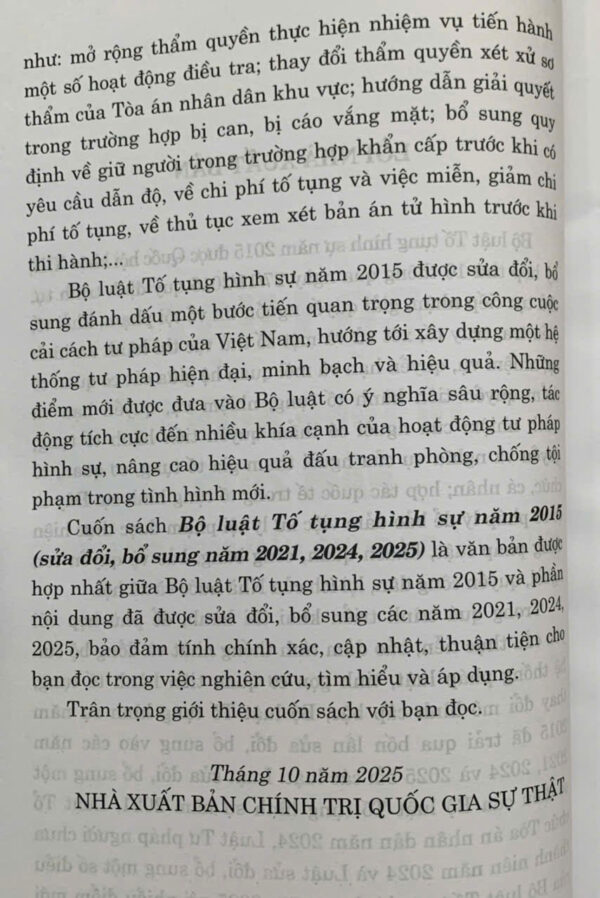 Bộ luật Tố tụng hình sự năm 2015 (sửa đổi, bổ sung năm 2021, 2024, 2025 - Ảnh 3