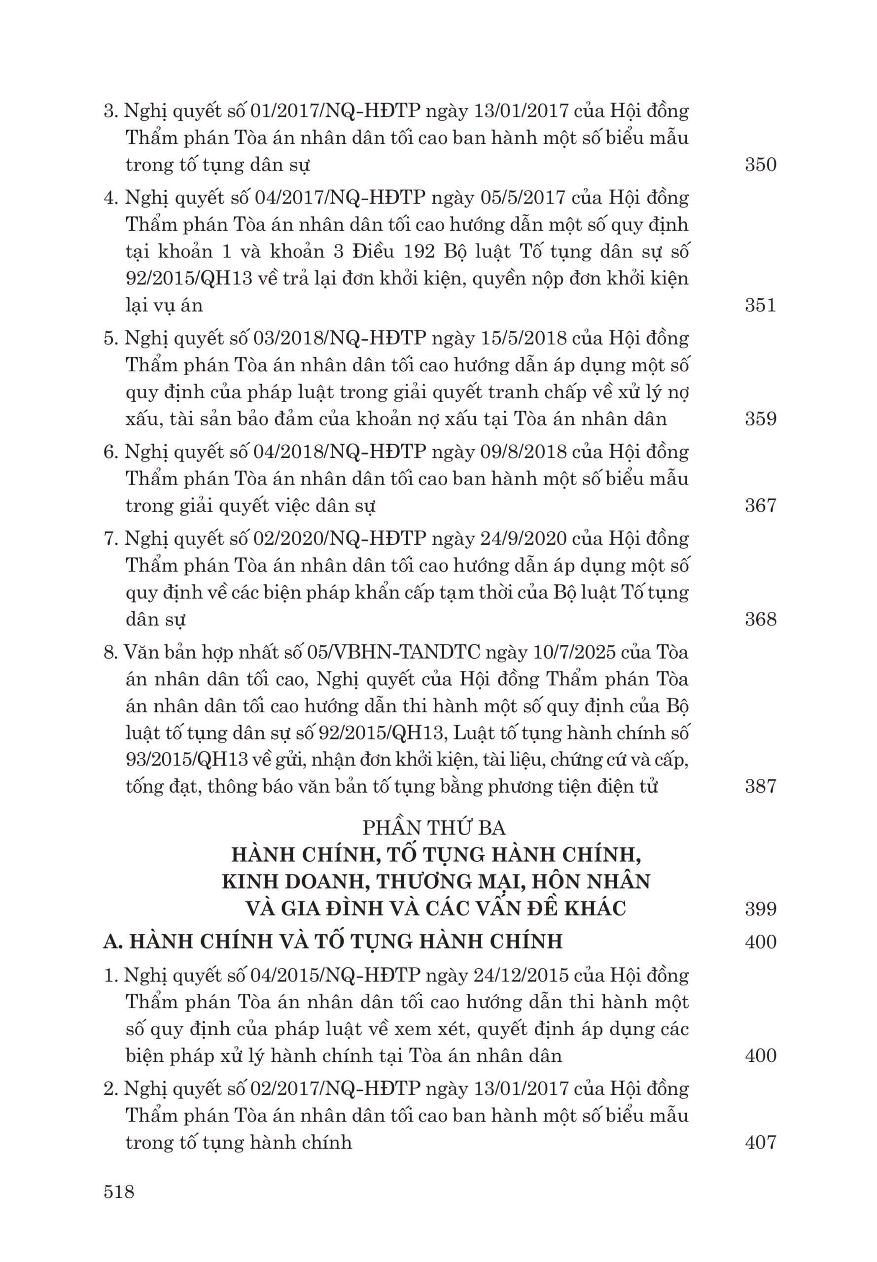Các nghị quyết của Hội đồng Thẩm phán Tòa án nhân dân tối cao về hình sự, tố tụng hình sự, dân sự, tố tụng dân sự, hành chính, kinh doanh, thương mại, hôn nhân và gia đình (từ năm 1986 đến năm 2026) - Ảnh 6