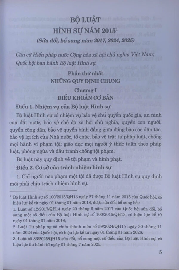 Bộ luật hình sự năm 2015 (sửa đổi, bổ sung năm 2017, 2024, 2025) - Ảnh 2
