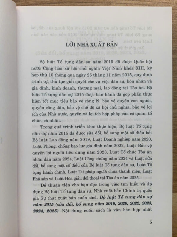 Bộ luật tố tụng dân sự 2015 (sửa đổi bổ sung năm 2019, 2020, 2022, 2023, 2024, 2025) - Ảnh 2