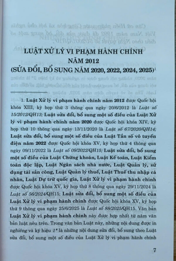 Luật Xử lý vi phạm hành chính năm 2012 (sửa đổi, bổ sung năm 2020, 2022, 2024, 2025) - Ảnh 4