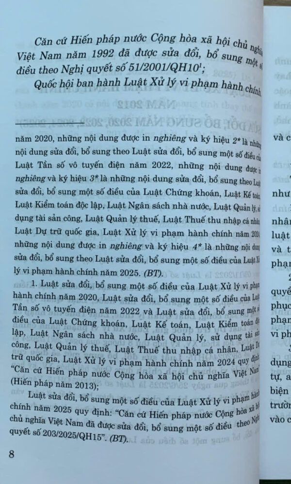 Luật Xử lý vi phạm hành chính năm 2012 (sửa đổi, bổ sung năm 2020, 2022, 2024, 2025) - Ảnh 5