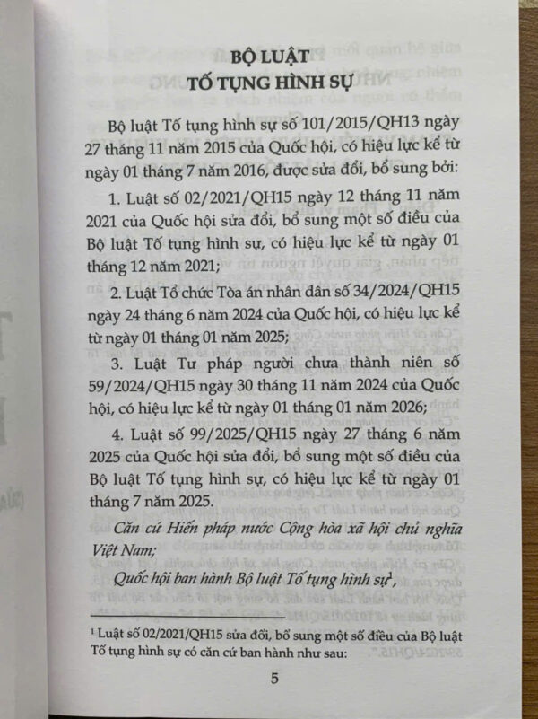 Bộ luật tố tụng hình sự năm 2015 (sửa đổi, bổ sung năm 2021, 2024, 2025) - Ảnh 2