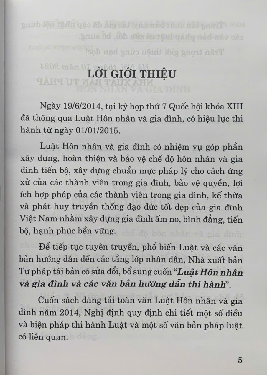Luật Hôn nhân và Gia đình và các văn bản hướng dẫn thi hành (Tái bản lần thứ ba, có sửa đổi, bổ sung) - Ảnh 3