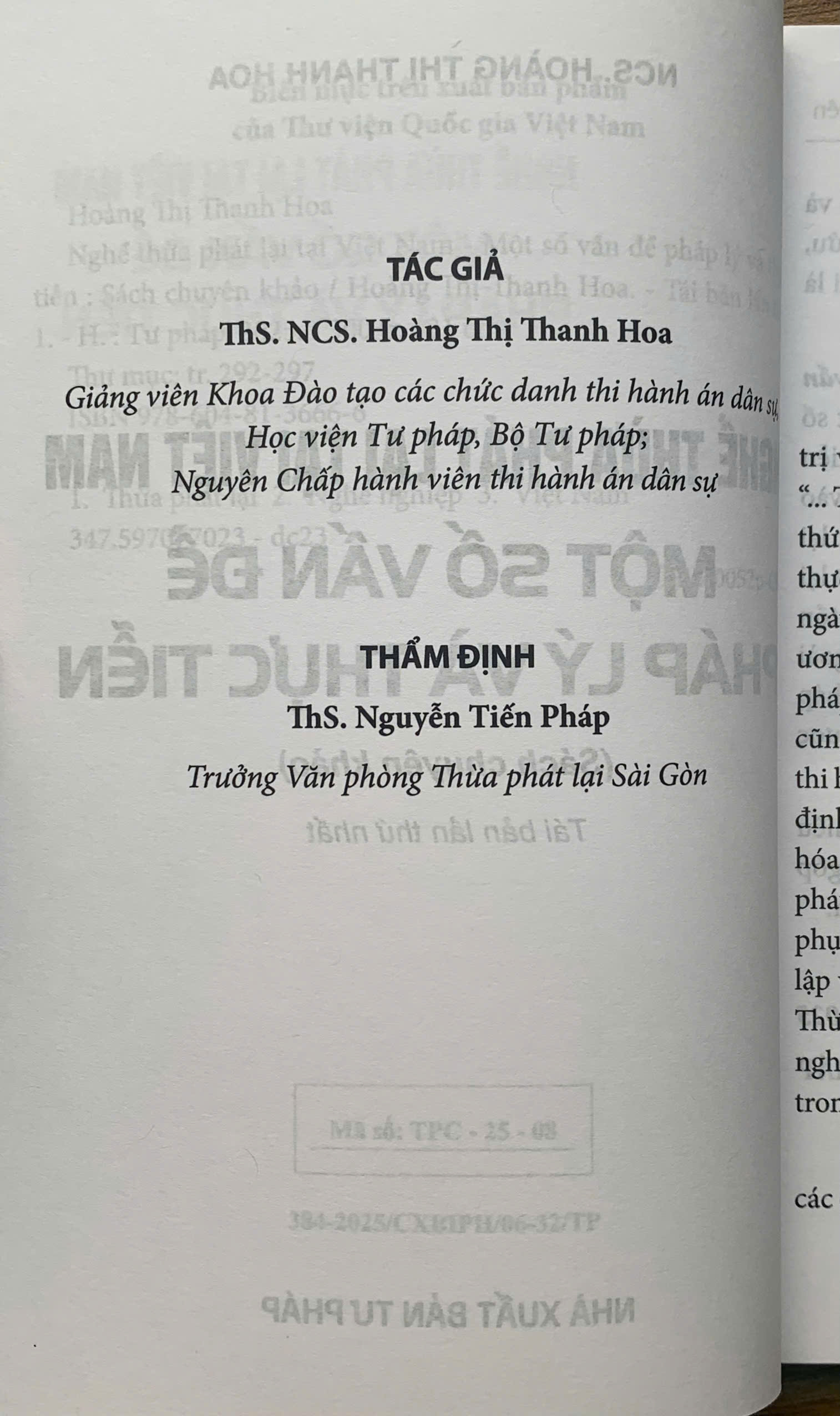 Nghề Thừa phát lại tại Việt Nam – Một số vấn đề pháp lý và thực tiễn (Tái bản lần thứ nhất) - Ảnh 3